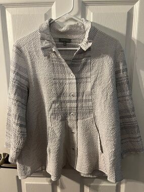 Habitat White Textured Button-Down Shirt Jacket